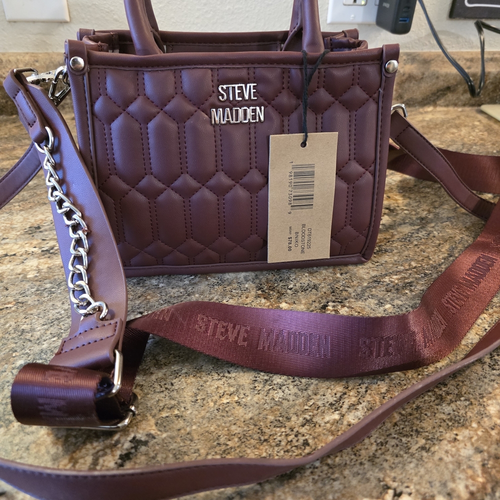 Steve Madden Quilted Burgundy Crossbody Bag